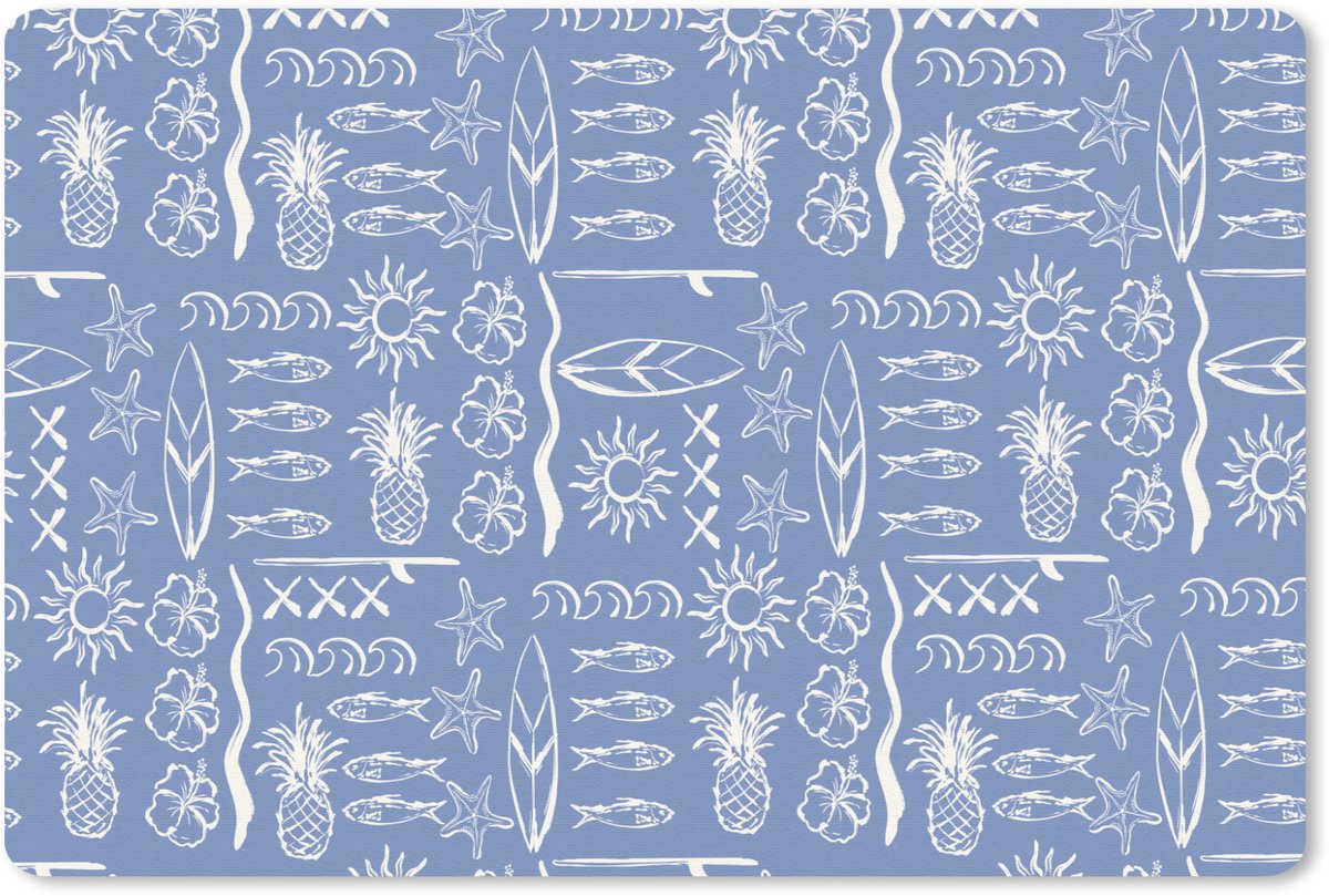 Muismat 27x18 cm - Mousepad Kust - Zee - Blauw - Wit - Muismatten