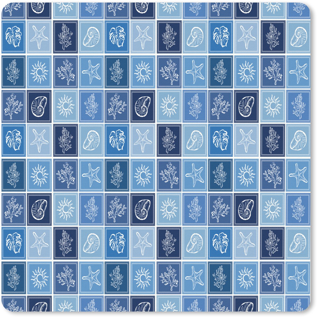 Muismat XXL 80x80 cm - Bureau onderlegger - Bureau mat Zee - Kust - Zomer - Blauw - Bureaumat - Gaming mousepad xl - Bureaulegger groot - Computer deskmat
