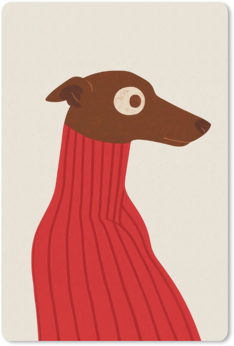Muismat 18x27 cm - Mousepad Silhouet - Hond - Trui - Rood - Muismatten