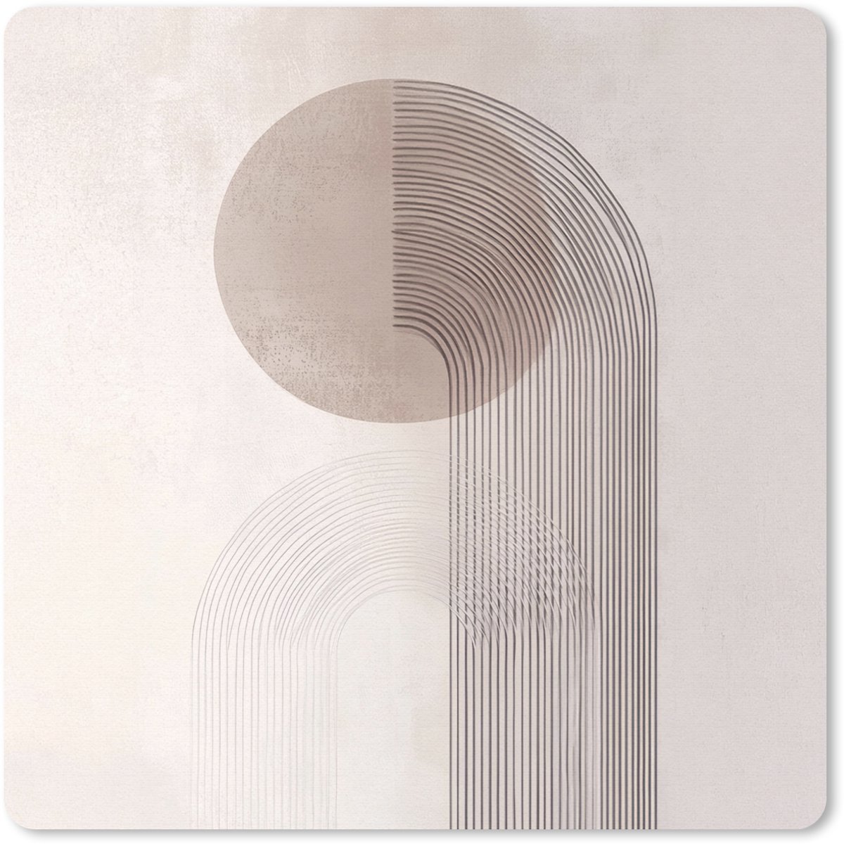 Muismat 20x20 cm - Mousepad Minimalistisch - Cirkel - Lichtgrijs - Muismatten