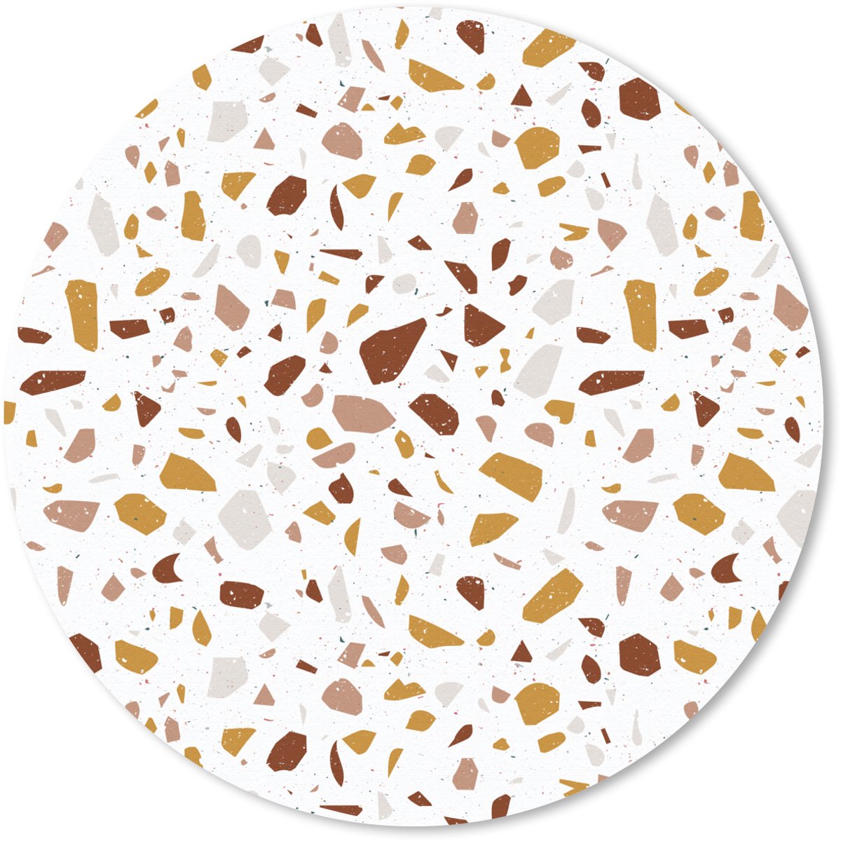 Muismat rond 50x50 cm - Mousepad Terrazzo - Patroon - Wit - Urban - Ronde muismatten