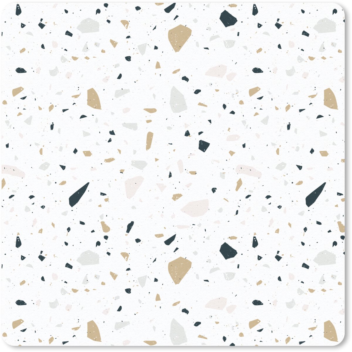 Muismat 30x30 cm - Mousepad Terrazzo - Patroon - Wit - Neutraal - Muismatten