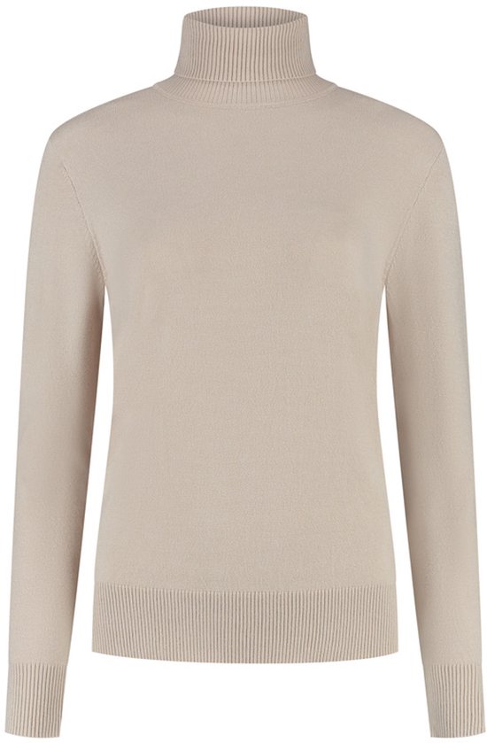 Pull col roulé femme - Maille lisse - Viscose - Couleur Sable - Taille L
