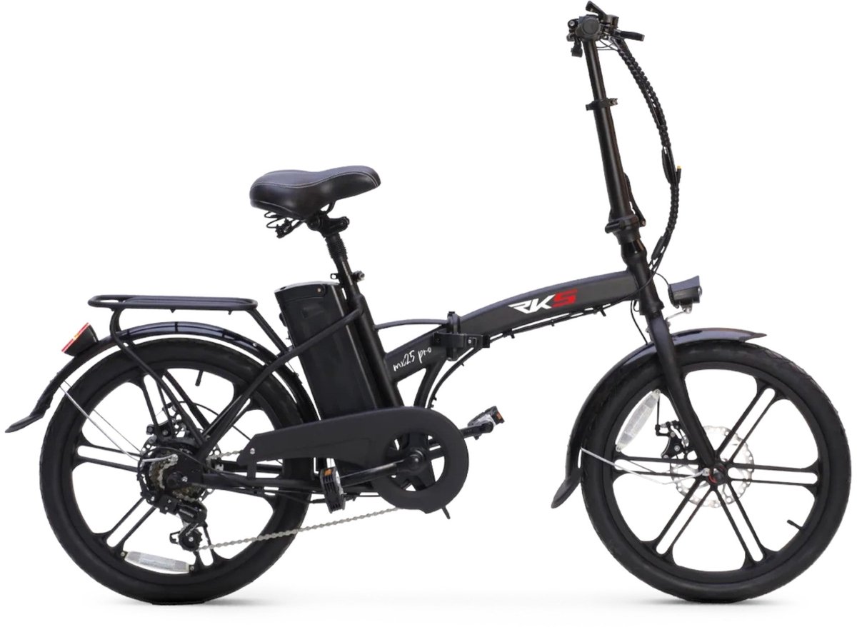 Rks MX25 Pro Elektrische Vouwfiets Mat Zwart 20x1.95 inch Accu 36V (8Ah) 250W Motor Shi o 6 Versnellingen