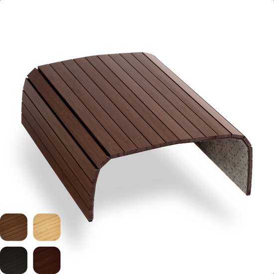 Tuko Armleuning Dienblad - Bruin - Duurzaam bamboe - Flexibel - Anti slip - Beschermende coating - Organizer - Bank - Zetel - Sofa - Banktafel