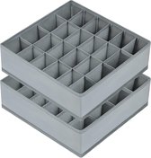 BOTC Lade Organizers - 2 Stuks met 24 Vakken - Opvouwbare Kastorganizer voor Ondergoed, Sokken, Stropdassen & Accessoires - 30x30x9 cm - Grijs