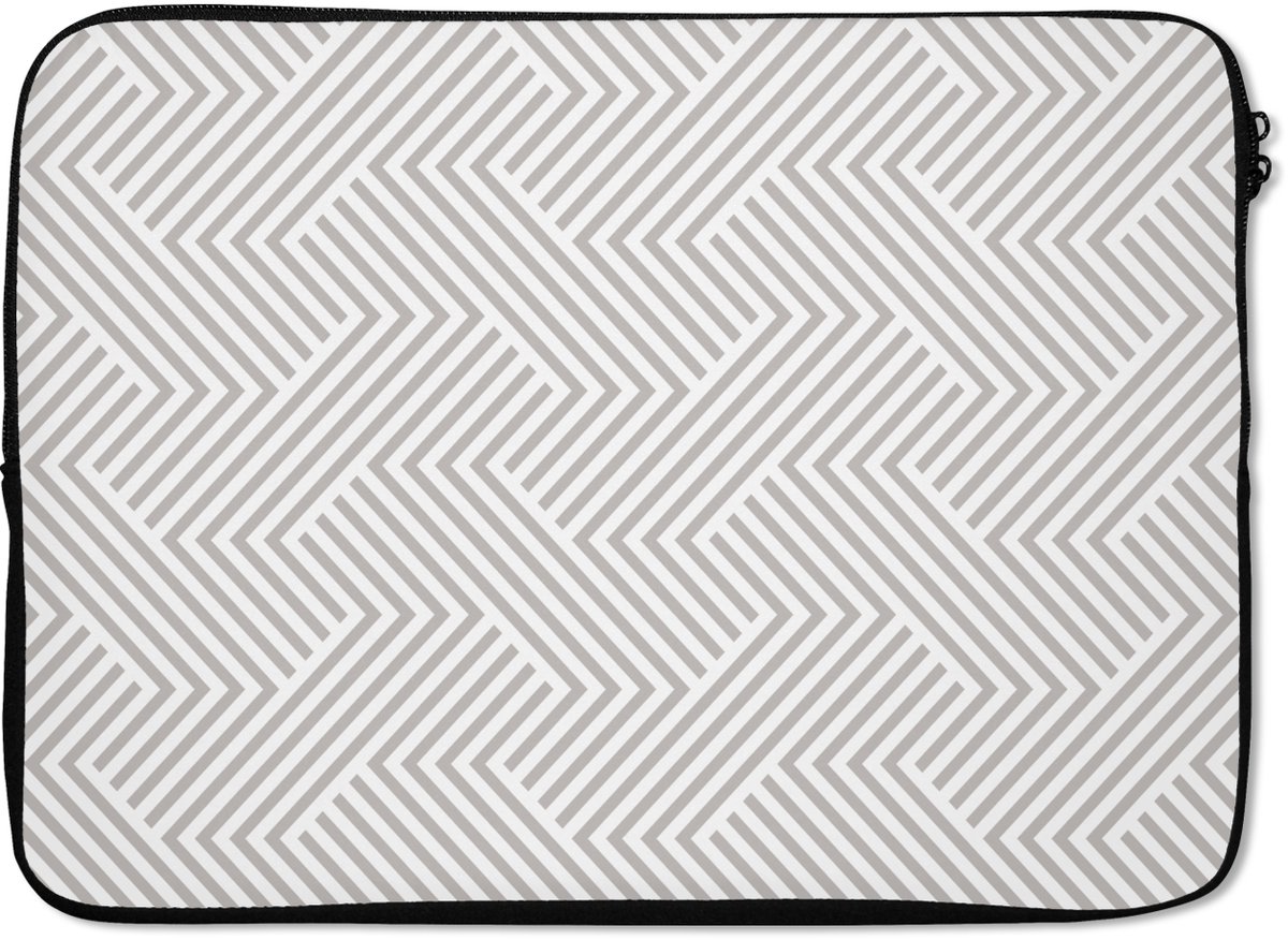 Laptophoes 13 inch - Grafisch - Patroon - Modern - Schuin - Laptop sleeve - Binnenmaat 32x22,5 cm - Zwarte achterkant