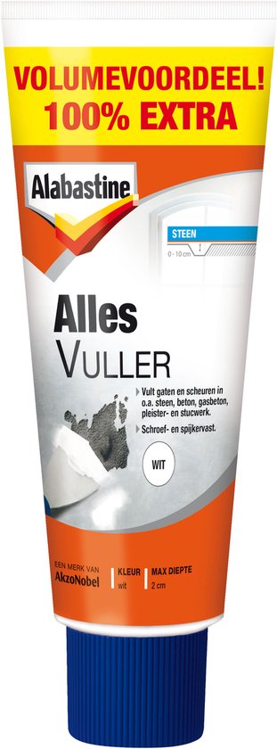Alabastine - Allesvuller (Pasta) - Vuller Wit - 660 G - Vult gaten en scheuren in o.a.steen - beton - gasbeton