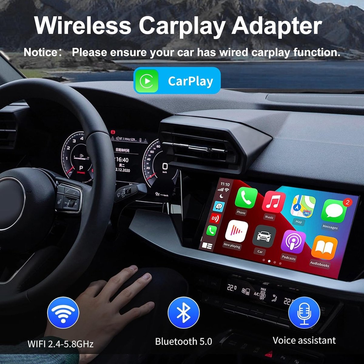 Draadloze CarPlay Android Auto adapter USB Plug & Play Bluetooth 5.0 WiFi voor iPhone en Android auto’s vanaf 2017 - Afbeelding 3