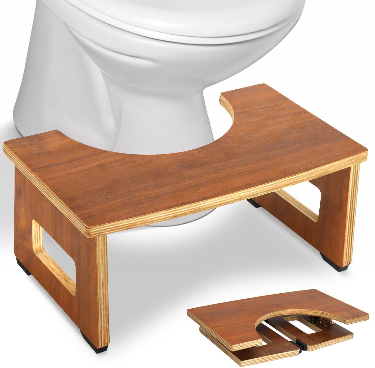 Houten Toiletkruk - Opvouwbaar - Voor een correcte zithouding bij de stoelgang