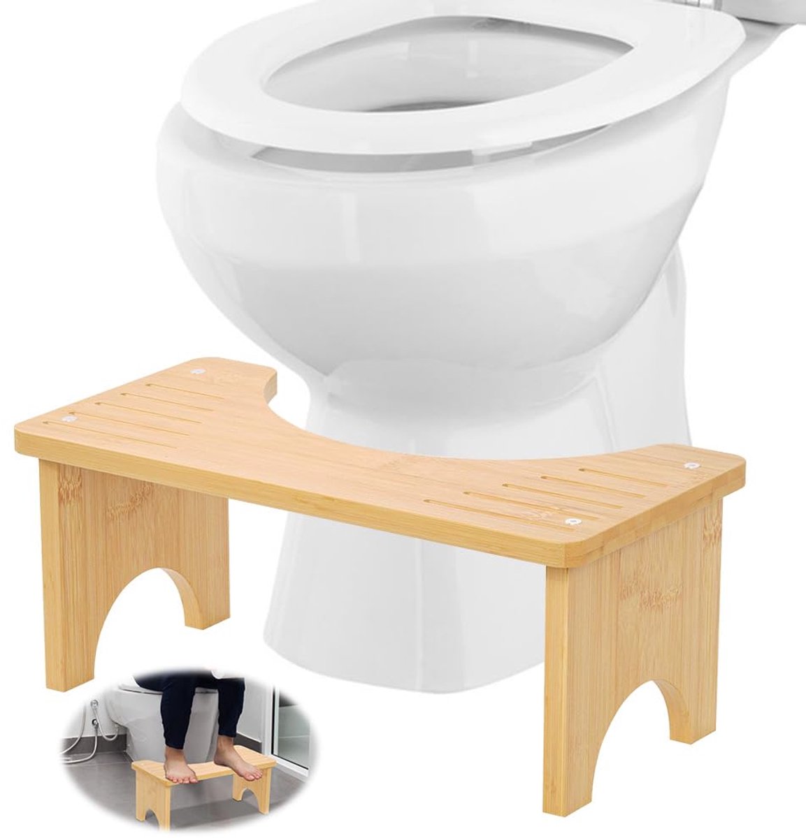 Toilethocker - Bamboe - Antislip - Draagbaar - Voor volwassenen - Tegen constipatie en winderigheid