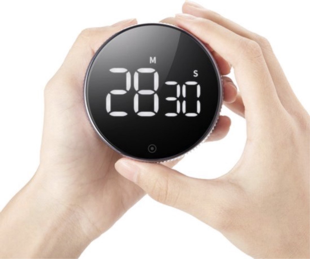 Digitale Kookwekker - Keukenwekker - Timer en Stopwatch - Eierwekker - Douche timer - Magneet - Met Draaiknop - Zwart
