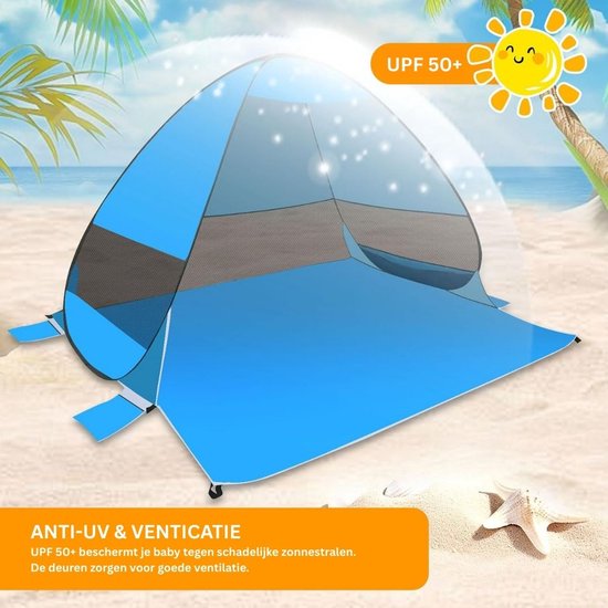 Strandtent UV Bescherming - Strandparasol Pop Up - Blauw — afbeelding 2