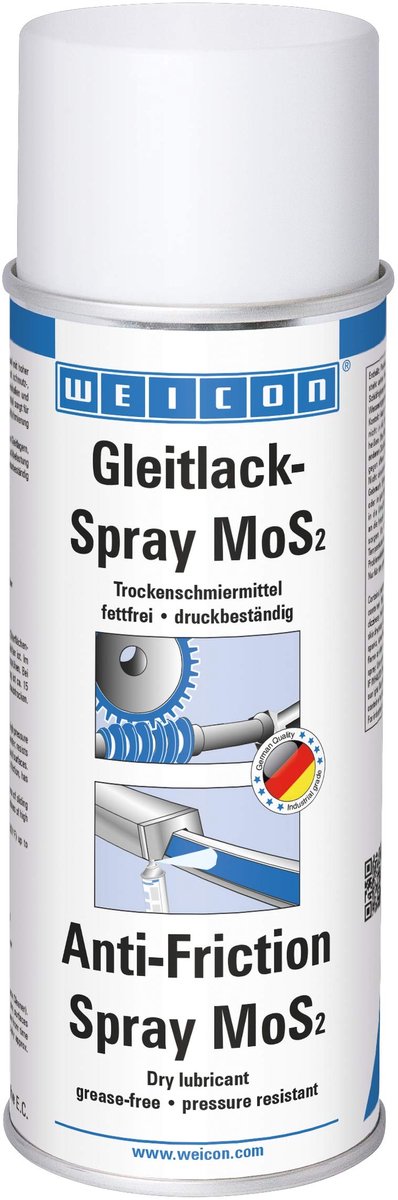 WEICON MoS2 Spray – Droogsmeermiddel 400 ml Zwartgrijs