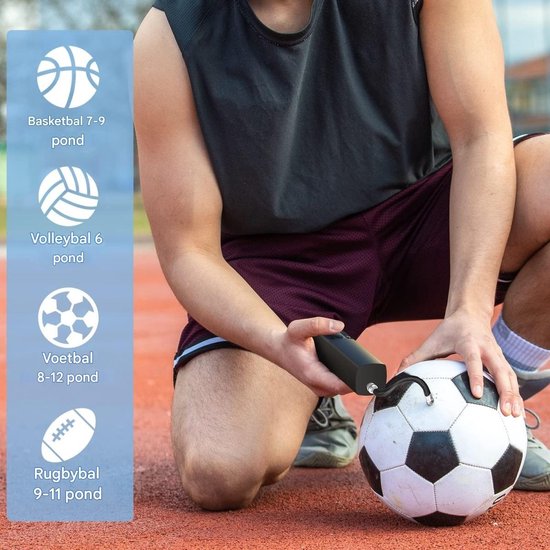 EXCITAT Luchtpomp - Elektrische ballenpomp - Slimme luchtpomp - Met nauwkeurige drukmeter - Digitaal LCD-scherm - Geschikt voor voetbal, basketbal en volleybal - Zwart van Merkloos — afbeelding 4