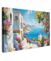 Tableau de jardin extérieur 90x60 cm - Décoration de jardin Paysage - Fleurs - Nature - Été - Affiche de jardin sur toile - Décoration murale de Jardin - Décoration de tableau extérieur - Décoration de clôture - Toile extérieure