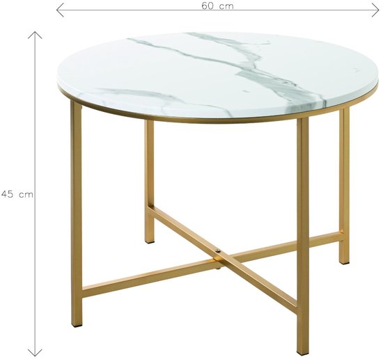 Casa Moro Oosterse theetafel Doha D50 goud rond | Marokkaanse bijzettafel met gouden dienblad en inklapbaar frame in zwart | metalen shisha-tafel tuintafel | TA8050