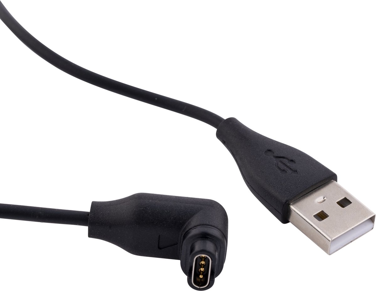 USB Oplaadkabel – Geschikt voor Garmin Smartwatches – 1 Meter – Hoekstekker – Snel & Veilig Opladen – Zwart