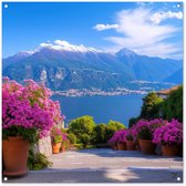 Affiche de jardin 100x100 cm - Décoration de jardin Lac de Côme - Italie - Paysage - Affiche pour le jardin - Décoration extérieure - Tableau de jardin clôture - Décoration murale sur toile de jardin - Décoration murale sur toile de balcon