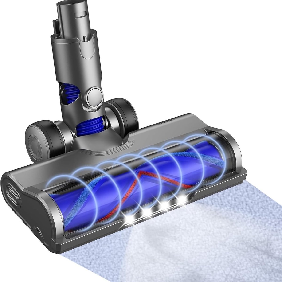 Vervangende onderdelen Geschikt voor Dyson V6 DC59 DC61 DC62 DC74 stofzuigers, geschikt voor Dyson V6, met 4 LED-lampjes turboborstel reinigingskop, geschikt voor vloeren en tapijten (geschikt voor A- en B-interfaces)