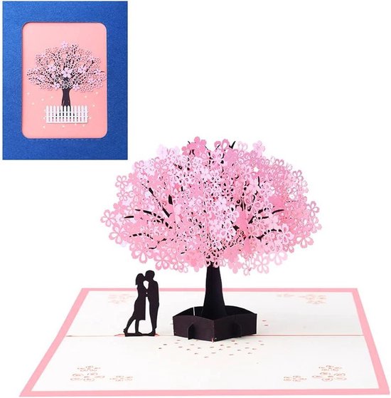 Kersenbloesem Boeket Pop-up Kaart, Handgemaakte 3D Bloem Wenskaart, Romantische Liefdesbrief Groet Verjaardag Bruiloft Valentijn Verjaardagscadeau Kersenbloesem Boeket Pop-up Kaart, Handgemaakte 3D Bloem Wenskaart, Romantische Liefdesbrief Groet Verjaardag Bruiloft Valentijn Verjaardagscadeau