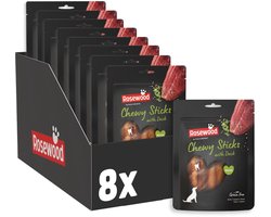 Rosewood Chewy Sticks Eend Medium - Kauwstaven voor Honden - Met Eend & Runderhuid - Graanvrij & Zonder Kunstmatige Toevoegingen - 8 zakjes à 100g