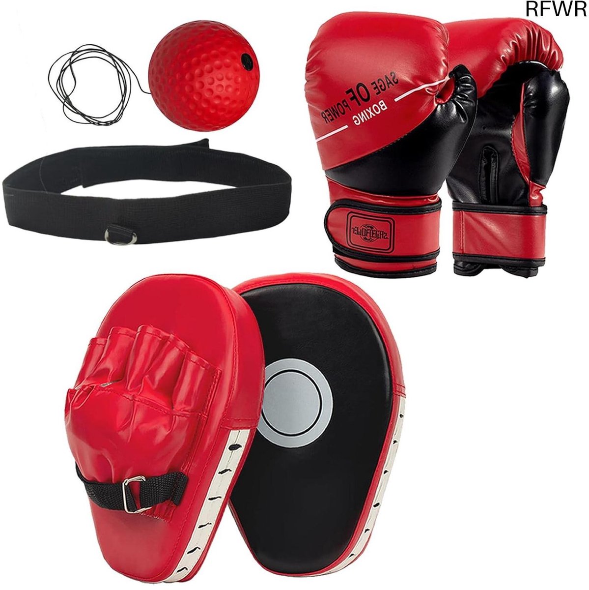 RFWR® 3-in-1 Bokssport Set voor Kinderen - Bokshandschoenen, Reflexbal en Trainingspads