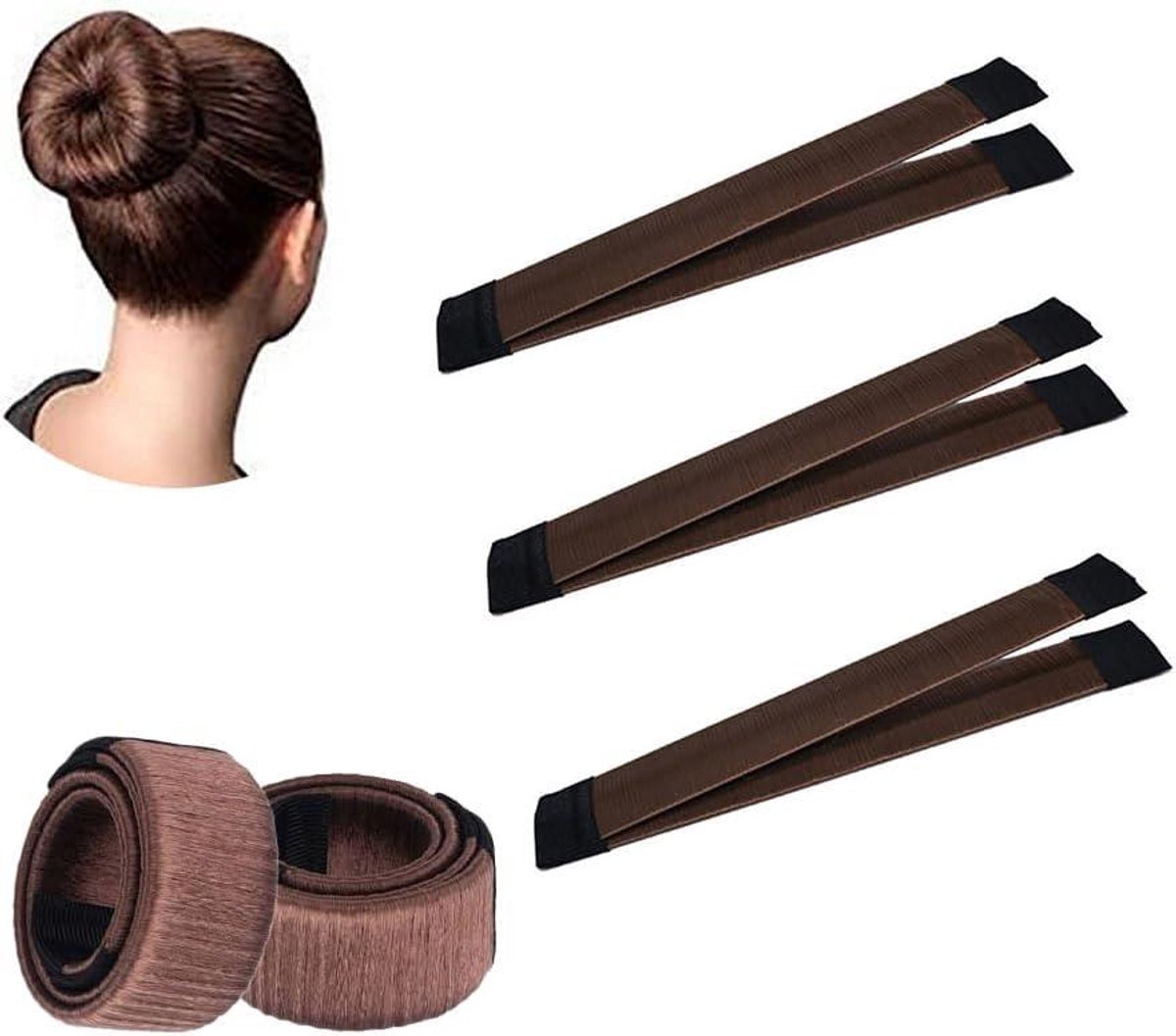 Hair Bun elastische haardonut styling tool 3-pack - haaraccessoire voor mooie kapsels
