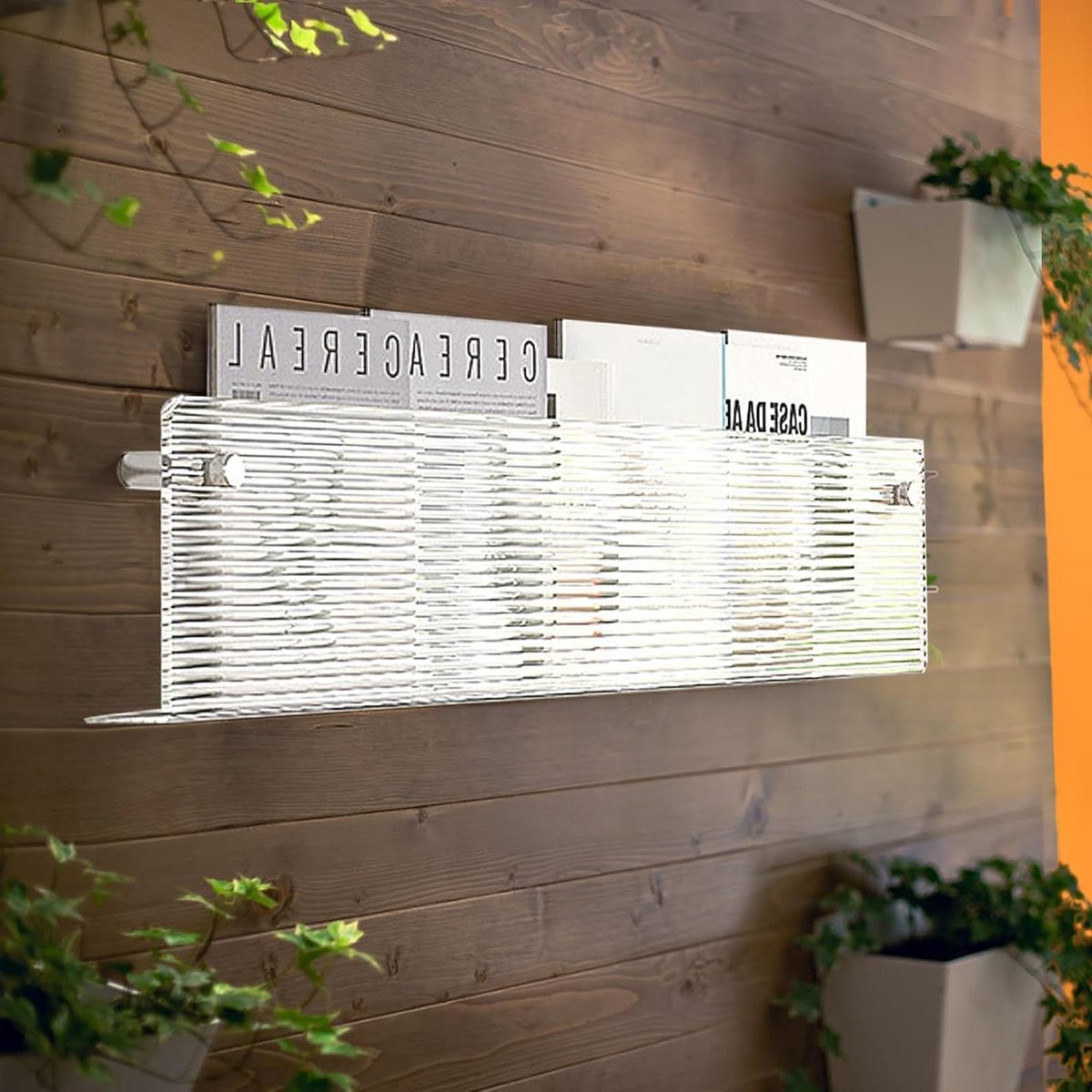 Allecto Plus Krantenstandaard 2 stuks acryl Tijdschriftenstandaard Brochurehouder Boekenkast Tijdschriftenhouder Krantenhouder Tijdschriftenrek voor woonkamer kantoor Inclusief pluggen en schroeven 105 cm