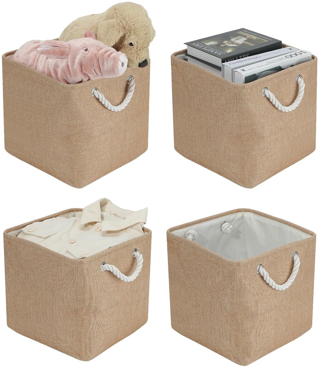 Vouwdozen voor Opberging - 4 Stuks - Kaki - 30 x 30 x 30 cm