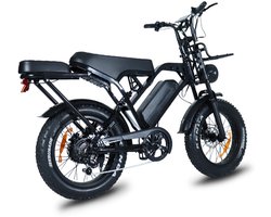 ACTIE - GRATIS Elektrische Step - Fatbike V20 Pro - Elektrische Fiets - 2025 Model - Max 25km/u - Legaal - Hydraulische Remmen - Incl. Achterzitje en Telefoonhouder - Incl. Voetsteuntjes - 250W - 7 versnellingen - Zwart - Incl GRATIS Elektrische step