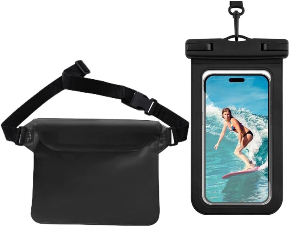 Allecto Plus - Waterdichte telefoonhoes 2 stuks voor watersport strand zwemmen boottochten met telefoontasje