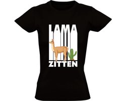 Lama Zitten Dames T-shirt - laat maar zitten - lui - boeie - chill - dieren - grappig - shirt