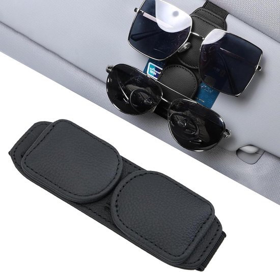 Foto: Allecto plus zonnebrilhouder auto met magnetische universele brillenhouder voor autovizier zwart