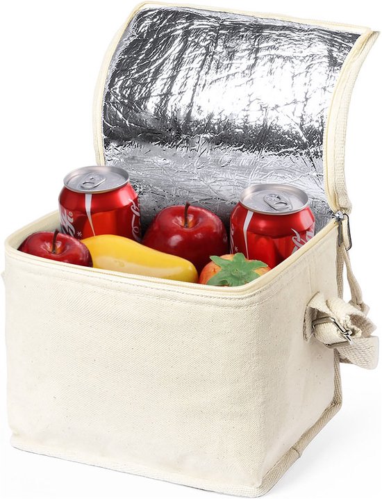 Sac isotherme - Lunch bag - Cooler bag lunch - Éléments de refroidissement rafraîchissants - Isolation - Adultes - Femme - Homme - 17 x 22 cm - Katoen - blanc cassé