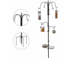 PawHut-Voederstation voor vogels - Staal - 58x58x226cm - Zwart