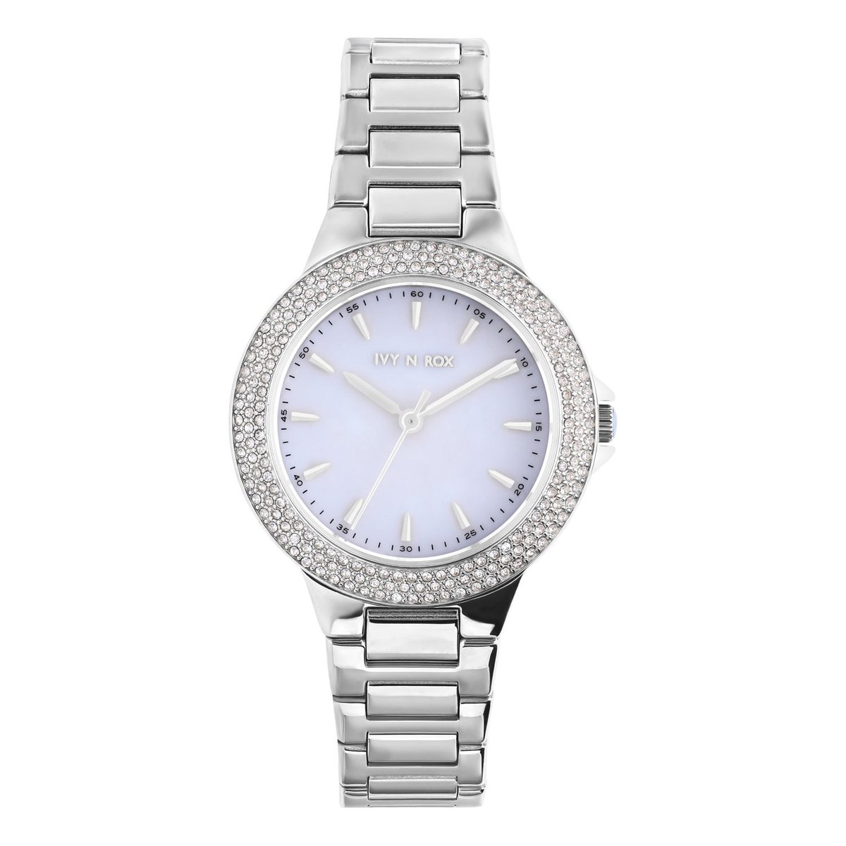 Lucardi Dames IVY N ROX stalen dameshorloge met zirkonia - Horloge - Staal - Zilverkleurig - 32.90 mm