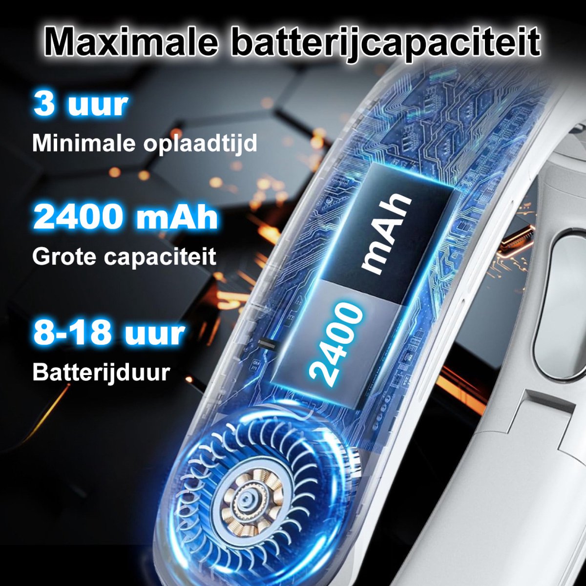 Nekventilator, ventilator met 360 graden Celsius ooling luchtstroom, nekventilator met 6000 mAh en 3-snelheden, draagbare handenvrije persoonlijke ventilator, USB-ventilator voor mannen, vrouwen en Nekventilator, ventilator met 360 graden Celsius ooling luchtstroom, nekventilator met 6000 mAh en 3-snelheden, draagbare handenvrije persoonlijke ventilator, USB-ventilator voor mannen, vrouwen en