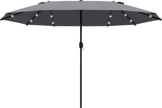 Outsunny - Parasol - 260 L x 440 l x 240 H cm - avec LED - Gris foncé