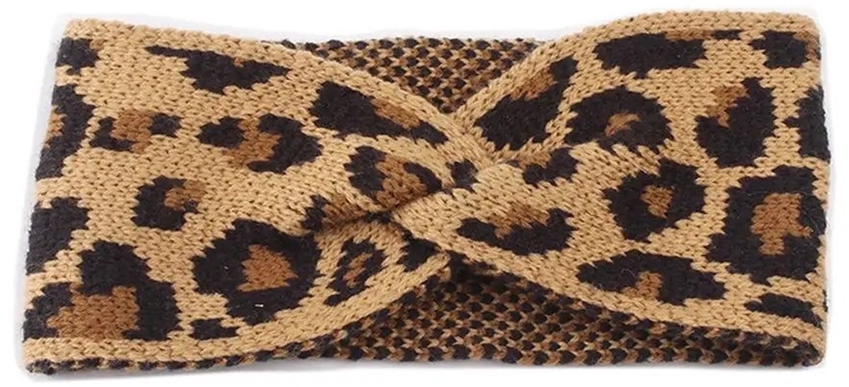 WiseGoods Premium Winter Haarband Dames – Jachtluipaard Print - Warm Gebreide Hoofdband – Modieuze Haaraccessoire – Haarbanden