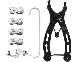 Saipor Fietsketting Reparatie Set met Kettingtang en 5 Snelsluitingen - Fietsketting Verbinding Herbruikbaar - MTB Magic Buckle - Ontbrekende 10 Versnellingen Ketting Schakel.