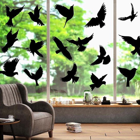 Anti-botsingsstickers voor glazen deuren (18 bloemen) - Vermijd stoten van vogels of mensen op de ramen - Kleur rood