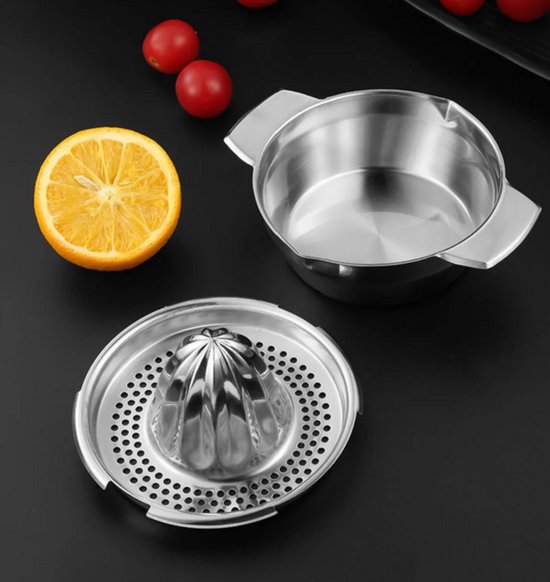 Premium Duurzame RVS Citruspers - Handmatige Citroen- en Limoenpers - Hoogwaardige Lemon Squeezer met Pittenfilter - Stevige Fruitpers / Handpers - Eenvoudig te Reinigen - Roestvrij Staal - Zilver van premium — afbeelding 5