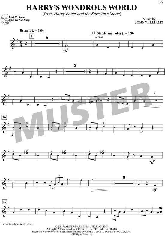Partition de "Harry's Wondrous World" de "Harry Potter and the Sorcerer's Stone", affichant la musique.