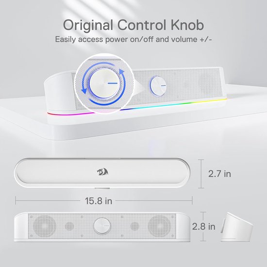 RFWR® RGB Desktop Soundbar met Dynamische Verlichting en Touch-Control - 2.0 Kanaals Computerluidspreker van RFWR® — afbeelding 4