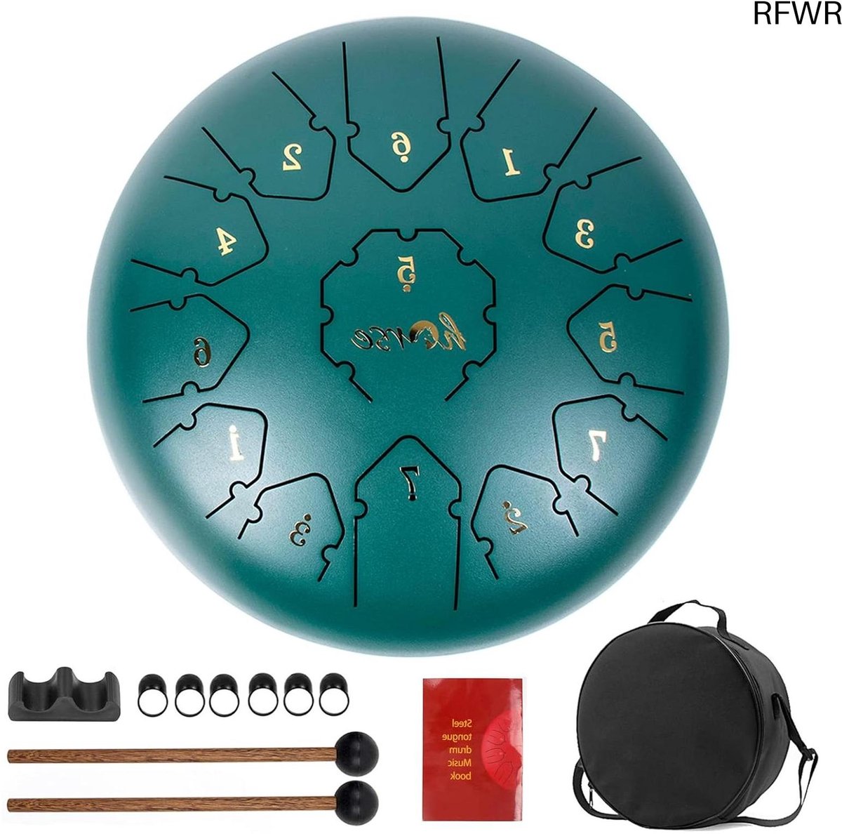 RFWR® 12 Inch Tongtrommel 13 Noten C-toon Percussie Drum met Mallets en Tas