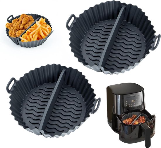 AKOFIC 6 stuks siliconen vormen voor eieren, luchtfriteuse, herbruikbaar, cupcake-vorm, flexibel en anti-aanbaklaag, siliconen vorm, luchtfriteuse, accessoires voor luchtfriteuse