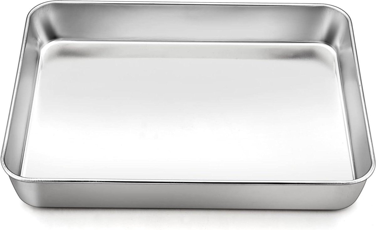 Diepe ovenschaal van roestvrij staal - Rechthoekig 265 x 205 x 5 cm - Bakplaat voor lasagne en brownie - Gezond en duurzaam - Vaatwasmachinebestendig - Groot formaat voor diverse gerechten