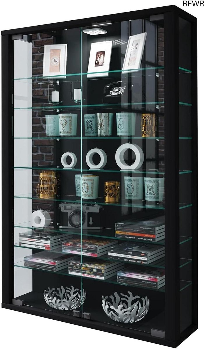 RFWR® Hängende Glasvitrine met ESG-Sicherheitsglas | Modern en Platzsparend | 91 x 59 x 18 cm | Ideale Sammlervitrine