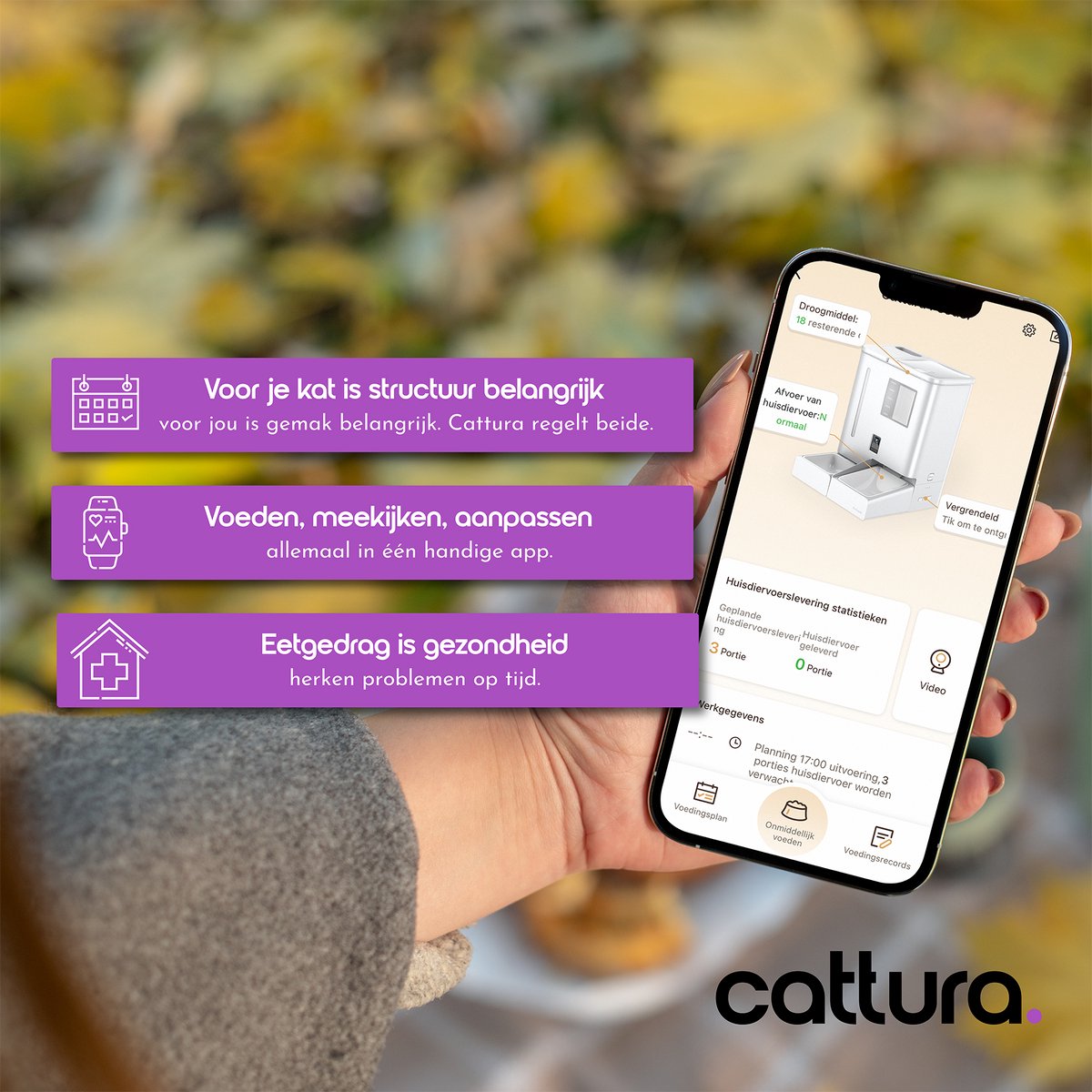Afbeelding 3 van Cattura Automatische Voederbak – Automatische Voer- & Waterbak – 5L –Geruisloos Design – Met HD Camera & App-bediening